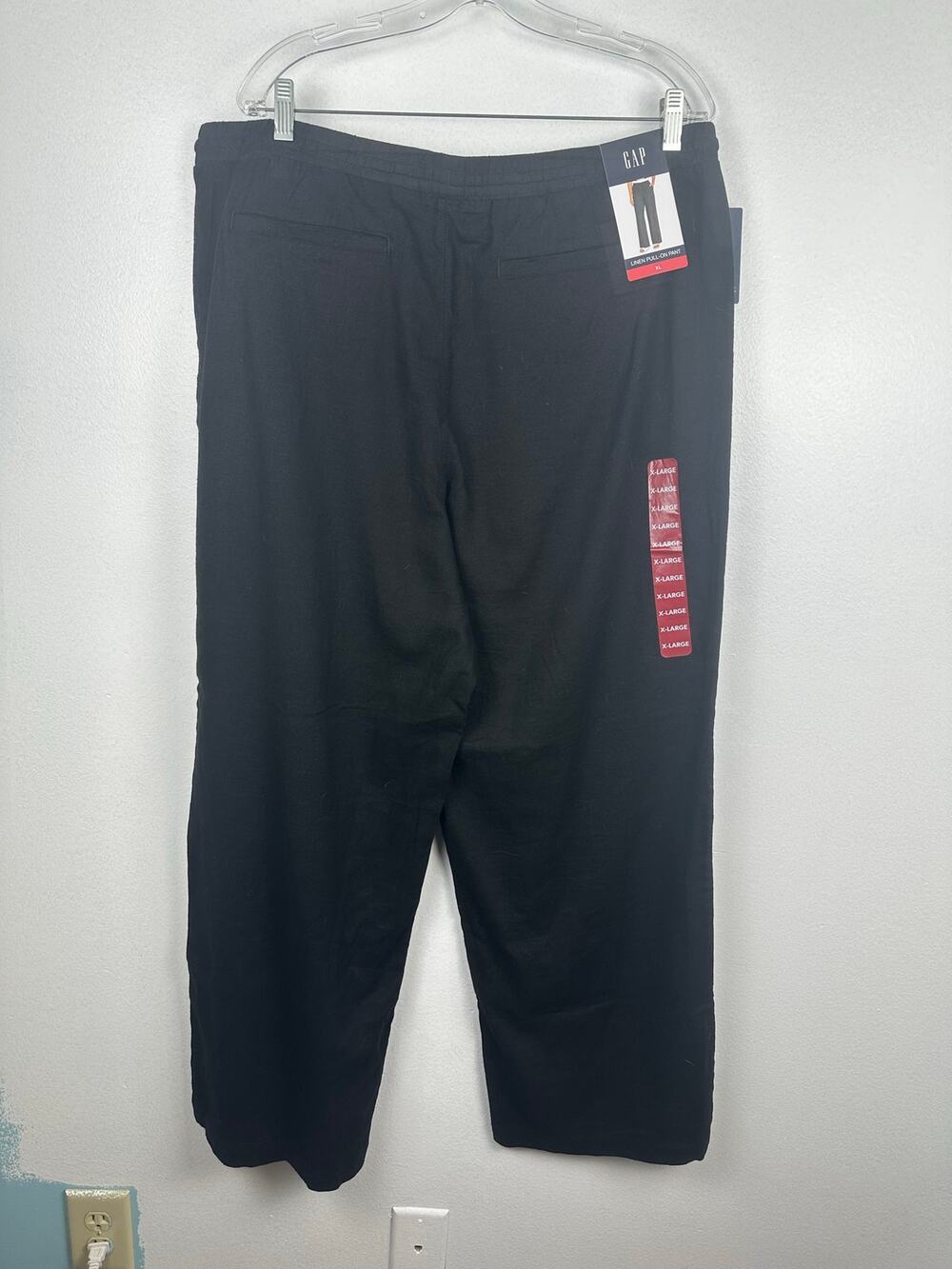 GAP Women's black linen wide-leg lounge pants drawstring waist Size XL NWT